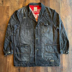 Vintage 90s Rare Pepe Jeans UK London Men’s Black Jacket Denim Chore 2XL - Picture 1 of 8