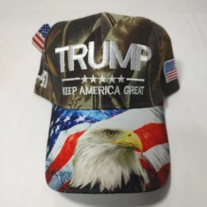 TRUMP Hat Keep America Great USA Flag Bald Eagle 45-47 Camo2 NEW W TAGS - Picture 1 of 14