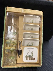 Zypresse Gourmet Dip Set 4 Dipschalen plus 16 Unzen Gourmet Glasflasche - Bild 1 von 9