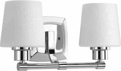 Progress Lighting 2-Light Etched Parchment Glass Coastal Vanity Light, CHROME - Image 1 of 4