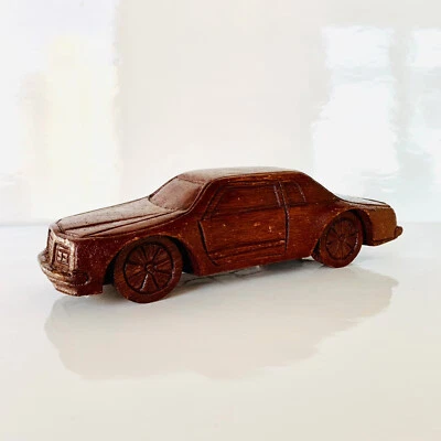 Vintage Wooden Handmade Mercedes-Benz (?) Car Model With Moveable Wheels 8.5'' - Image 1 of 4