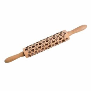 Eddingtons Snowflake Etched Rolling Pin Wood Cylinder for Dough Christmas