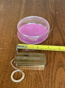 NEW Vintage Goldtone Brass Credit Card Charge Plate Holder Key Ring Velvet Lined - Picture 1 of 15