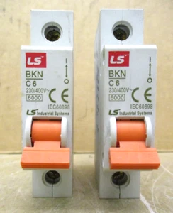 LS BKN C6 230/400V~ 1-Pole Circuit Breaker Lot of 2 Pieces 1611OMF - Picture 1 of 6
