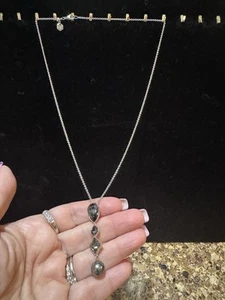 Prüfstein Kristall in die Nacht Anhänger rhodiniert 22" verstellbar NEU - Bild 1 von 8