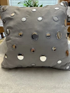 Throw Pillow 18 X 18 Silver Metallic Elegant One Of A Kind Vogue Mirror Pillow - Picture 1 of 5