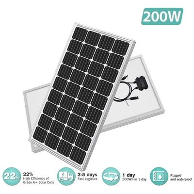 Panel solar mono 9BB 200 vatios 21,9 % para autocaravana camping casa barco marino fuera de la red Foto 1 de 4
