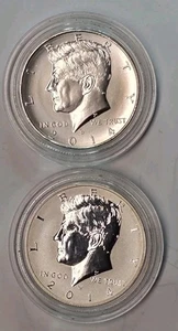 2014-W Reverse Proof & 2014-D Silber High Relief Kennedy Silver Half Dollars - Bild 1 von 5