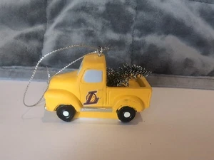 Los Angeles Lakers Ornament - Yellow Pickup Truck with Christmas Tree - Picture 1 of 4