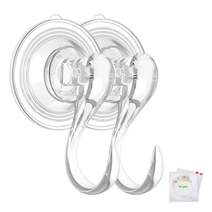 Suction Cup Hooks, Small Shower Suction Hooks with Wipes, Heavy Duty, Removab... - Picture 1 of 9