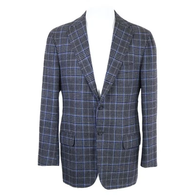Kiton Check pattern cashmere 3 button tailored jacket Jacket 48 gray - Image 1 of 4