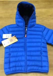 Save The Duck Puffer Jacket Boys Size 6 Dony Hooded Blue Berry Feather Free $158 - Picture 1 of 9