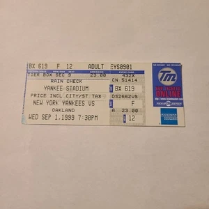 September 1  1999 New York Yankees vs Oakland A's Derek Jeter Hit Double Clemens - Picture 1 of 2