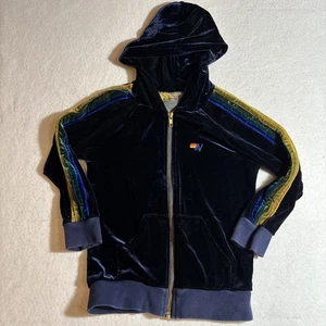 Aviator Nation Hoodie Youth 8 Velvet Rainbow Stripe Zip Up Retro Jacket - Picture 1 of 6