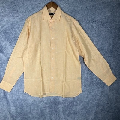 Camisa Saks Fifth Avenue Hombres Nueva con Etiquetas Naranja 100% Lino Abotonada Talla Grande L Informal Foto 1 de 4