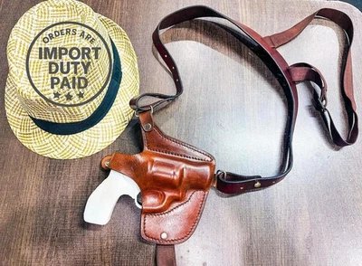 Leather Horizontal Shoulder Holster with Thumb Break For Revolver Models - Image 1 of 4