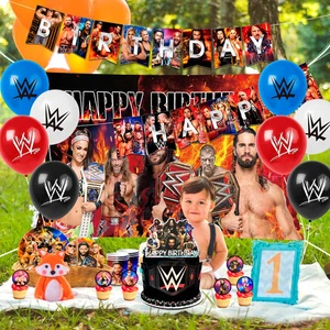 112 PIEZAS Suministros de Fiesta de Cumpleaños de Lucha Libre, Lucha Boxeo Partido Fiesta y Plato - Imagen 1 de 7