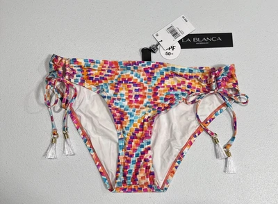 La Blanca Pebble Beach Side-Tie Bikini Swimsuit Bottom Hipster Women’s 8 UPF 50+ - Image 1 of 4