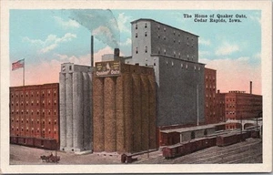CEDAR RAPIDS, Iowa Postal "El Hogar de la Avena Cuáquera" Fábrica de Molino de Cereales c1910s - Imagen 1 de 2