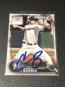 CORBIN BURNES 2016 1st Bowman #BD89 Brewers Signed Card AUTO Blue - Picture 1 of 2
