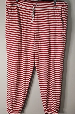 J. Pantalones de pijama de algodón a rayas Crew para mujer con puños talla grande para dormir Foto 1 de 4