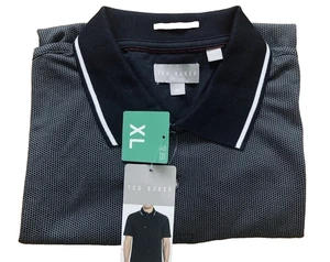 Ted Baker Men’s Textured Polo T-Shirt, Black Size XL - Picture 1 of 5