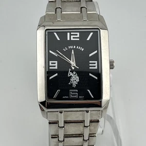 U.S. Polo Assn Tank Watch Men 34mm Silver Case 8.25" Band- New Battery - Picture 1 of 8