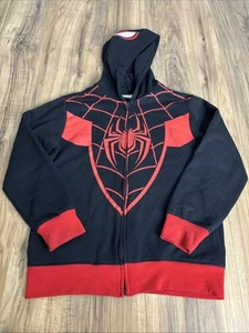 Marvel Spider Man Kids Hoodie Large Full Zip Black/ Red - Picture 1 of 13