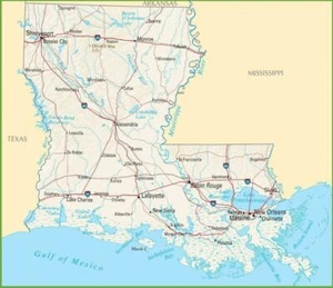 HOJA DE RUTA DEL ESTADO DE LOUISIANA PÓSTER BRILLANTE IMAGEN IMPRESIÓN FOTO ciudad nueva orleans 3347 - Imagen 1 de 1