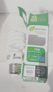 Greenlite Lighting 13W/ELSU Ultra Mini T2 Spiral CFL 2700K Soft White Bulb - Picture 1 of 6