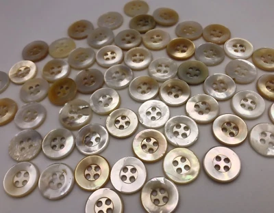 Vtg Orange White 4-Hole Shell Buttons -Raised Edge Character 13mm Lot of 10 D803 - Image 1 of 4