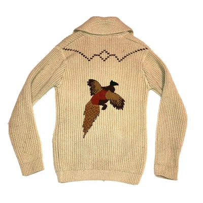 VTG Miller Outerwear Western Pheasant Cardigan Knit Sweater Hunting Outdoors XS - Imagem 1 de 4