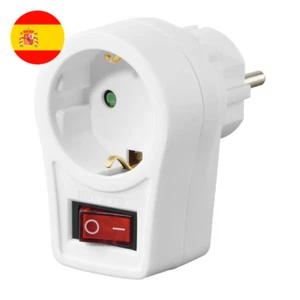 Enchufe con interruptor (Adaptador de toma de corriente, con protección. Blanco - Imagen 1 de 3