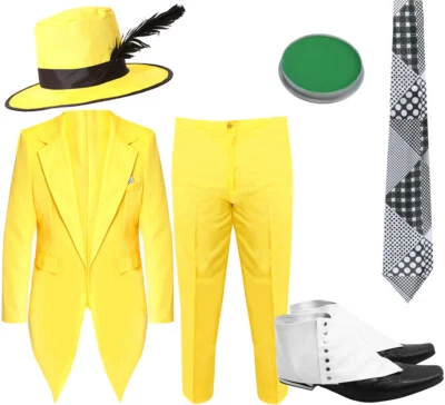 ILOVEFANCYDRESS MENS 90S FANCY DRESS YELLOW SUIT COSTUME WITH HAT ADULT MASK OUTFIT HALLOWEEN