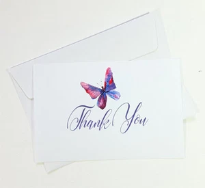 15 Thank You Cards Notes Butterfly Wedding Business Birthday Thankful AT THANK69 - Bild 1 von 2
