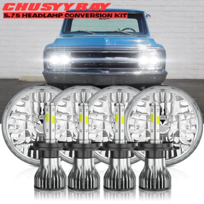 for GMC General C15/C1500 Pickup 4pc 5 3/4" 5.75" Round LED Headlight Hi/Lo Beam Foto 1 de 4