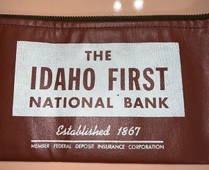 Vintage Leather Deposit Money Bag Pouch The IDAHO FIRST NATIONAL BANK, Masland - Picture 1 of 6