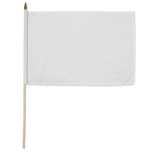 1 Dozen Solid Color White Stick Flags 12x18in Handheld White Flag - Picture 1 of 1