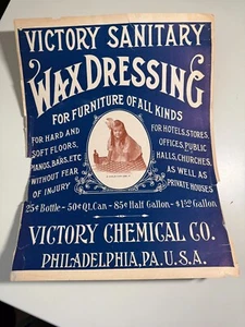 Vintage 1900s Advertising Sign Cleaner Wax Paper Display Old Store Ephemera - Imagen 1 de 8