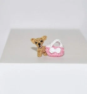 Tiny Dog - Chihuahua in Purse 0.6" Crochet Dollhouse Dog Micro Pet Doll Toy - Picture 1 of 4