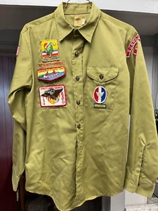 Vintage BSA Boy Scouts Shirt Eagle Scout Patch 14 1/2 Reg 73 National Jamboree - Picture 1 of 9