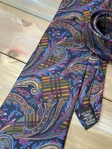 Bricks Silk Multicolor Paisley & Plaid Print Fun Tie 56" Statement Staple 324 - Picture 1 of 9