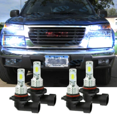 Front LED Headlight Bulbs For 2004-2012 Chevy Colorado GMC Canyon High &Low Qty4 - Image 1 of 4