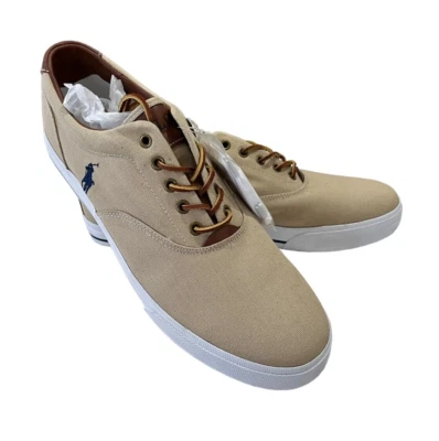 POLO RALPH LAUREN Hombres Zapatos 15 D Vaughn Lona Beige Barco Zapatos Poni Tenis Foto 1 de 4