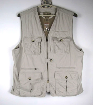 L. L. Bean Men's Size XXL Khaki Cotton Multi Pocket Zip Up Fishing/Utility Vest - Image 1 of 3