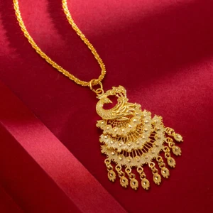 24K Yellow Gold Plated Fashion Jewelry Boble Phoenix Pendant Women's Necklace - Picture 1 of 7