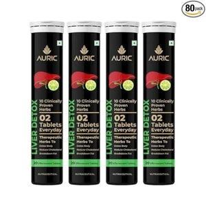 Auric Liver Detox Effervescent | 80 Tablets Fizzy Water with 10 Ayurvedic Herbs - Picture 1 of 13