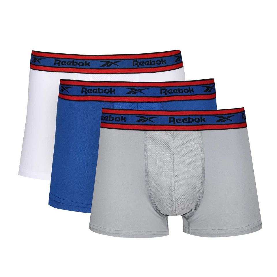 Paquete de 3 calzoncillos boxer cortos deportivos Reebok para hombre Brandan logotipo cintura ropa interior Foto 1 de 1
