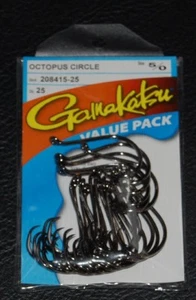 25 Pack Gamakatsu 208415-25 Octopus Circle Hooks Offset-point NS Black Size 5/0 - Picture 1 of 2