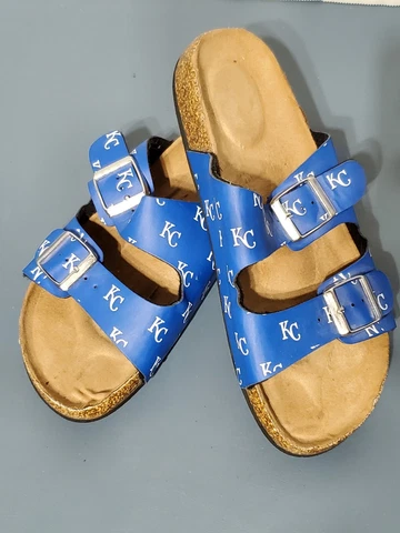 TEAM BEANS MLB Sandals Slides Women's SIZE L Kansas City Royals 2 Strap Buckle Cover